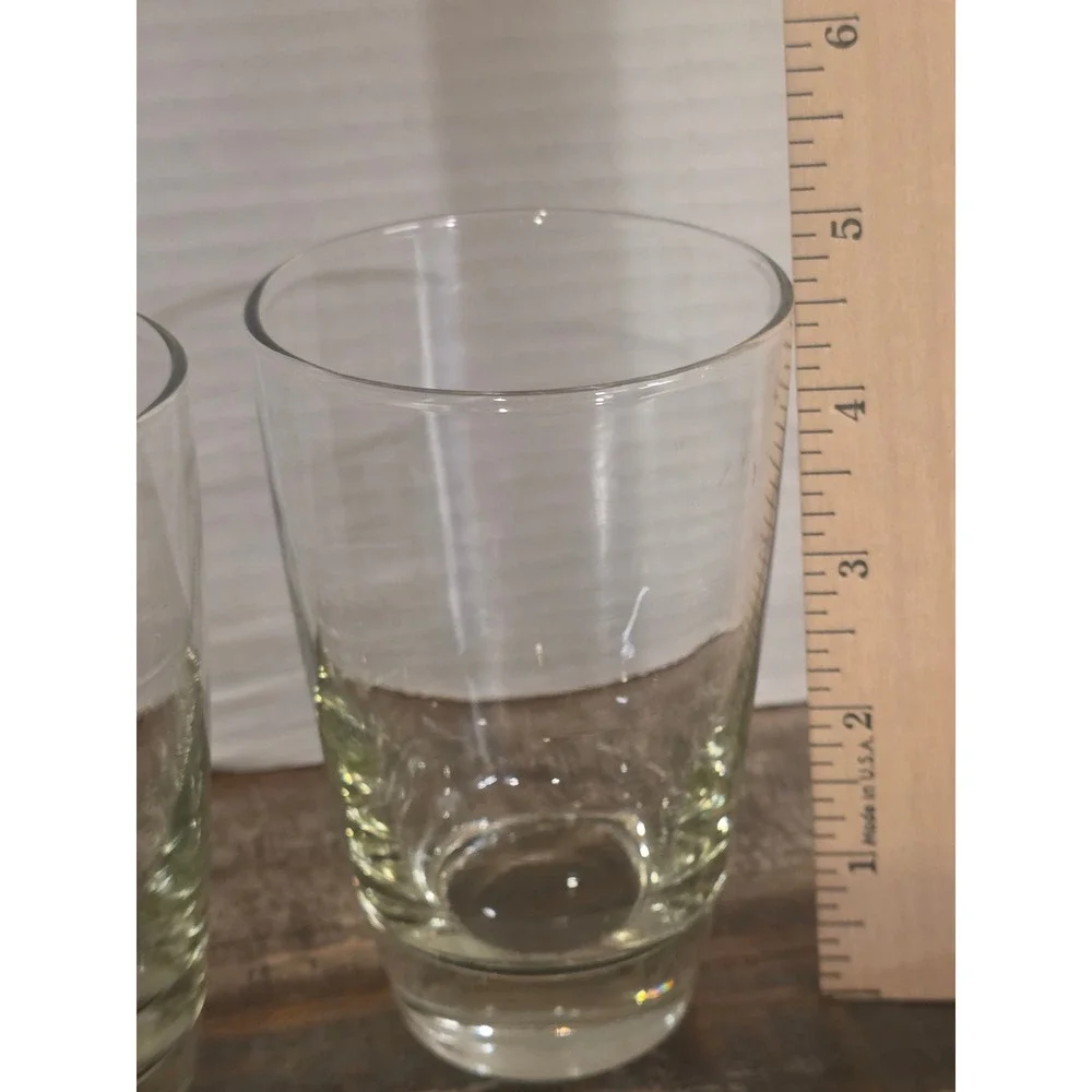 Set of 2 Clear Glass Highball Tumblers Weighted Base Tapered Water Glasses 5.5in